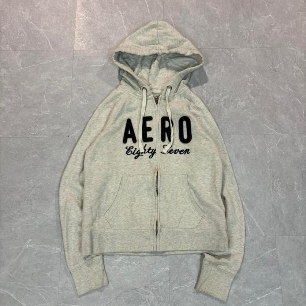Aeropostale grey zip up hoodie Size S #y2k